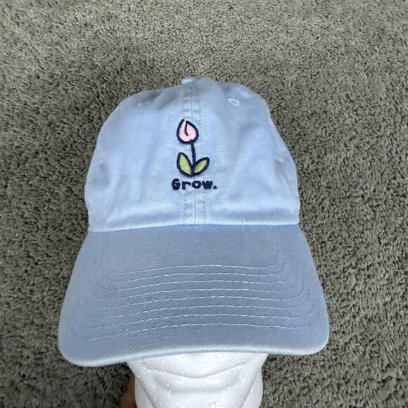 Life Is Good Hat Cap Strap Back Womens Adjustable Blue Embroidered Flower Logo - Picture 2 of 12